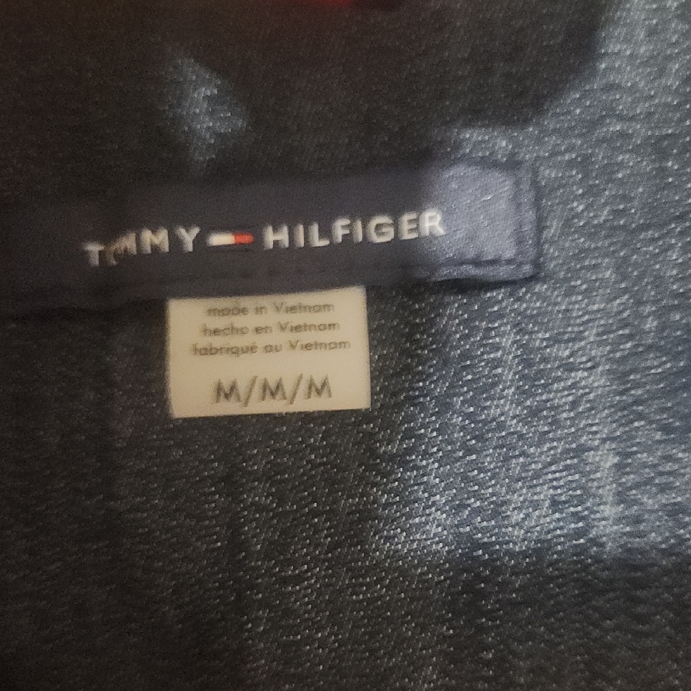 Tommy Hilfiger Classic Fitted Dark Blue Denim Blazer with Button Sleeves Size M - Picture 3 of 6